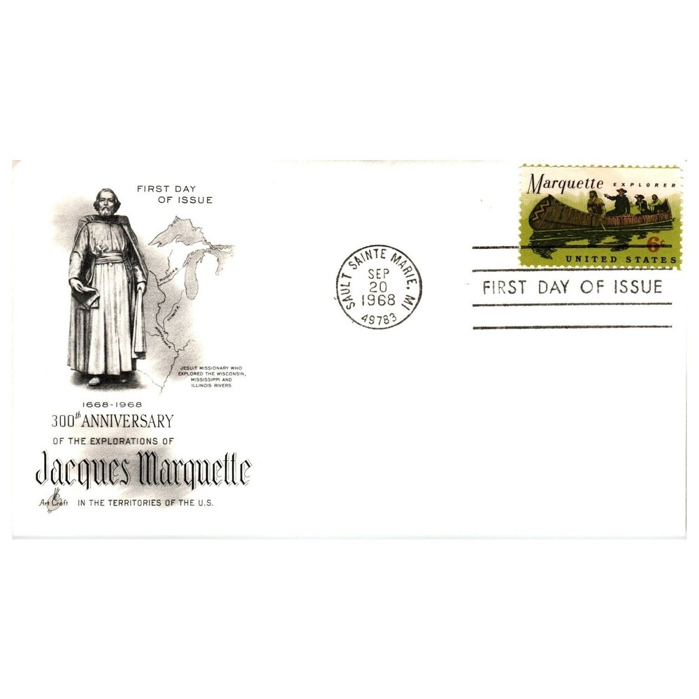 Scott #1363 1968 Jacques Marquette First Day Cover FDC Artcraft